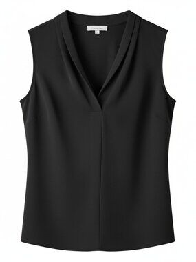 Calvin Klein Pleated Split V-Neck Sleeveless Blouse Shell Size Small